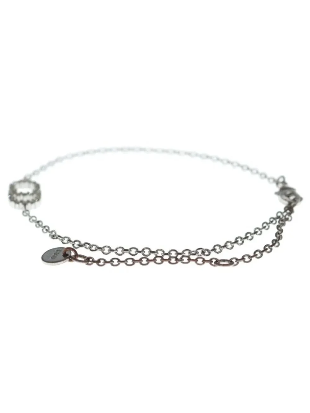 Dior CD Logo Rhinestone Bracelet Silver Chain